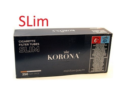 Гильзы KORONA SLIM 250 шт для набивки сигарет 